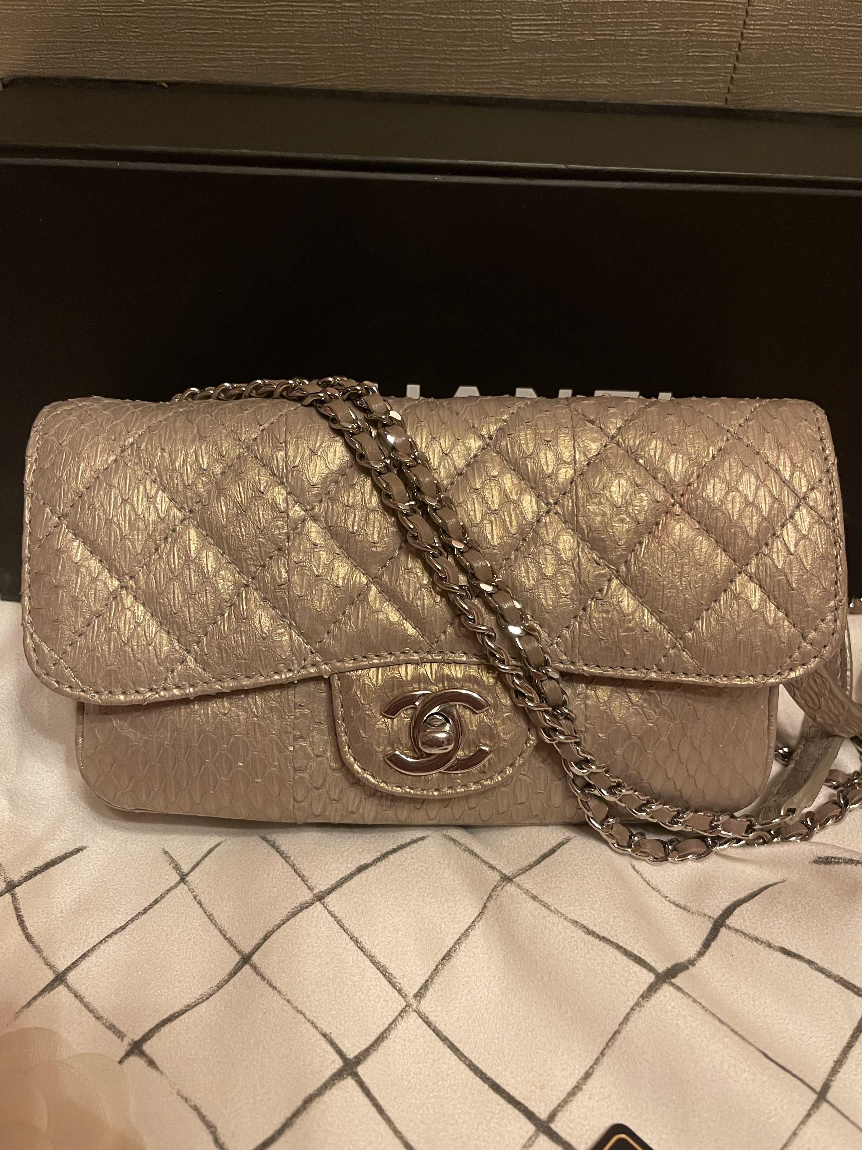 Chanel gold sales python bag