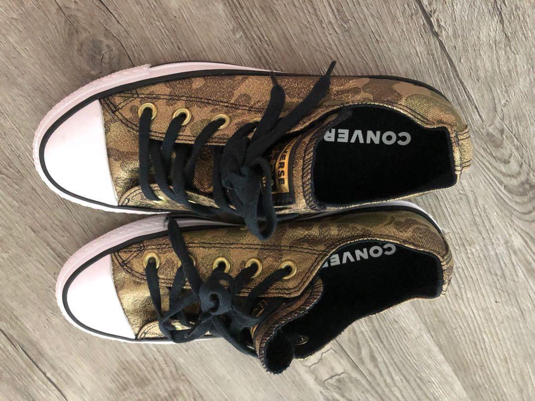 Gold converse ladies sales