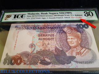 [First Prefix] 6th Series Malaysia 100 Ringgit