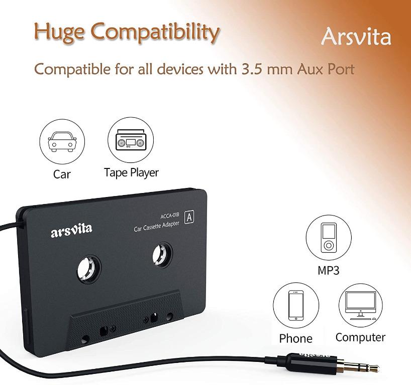 FreeDelivery Arsvita audio aux cassette adapter, 3.5 MM auxillary