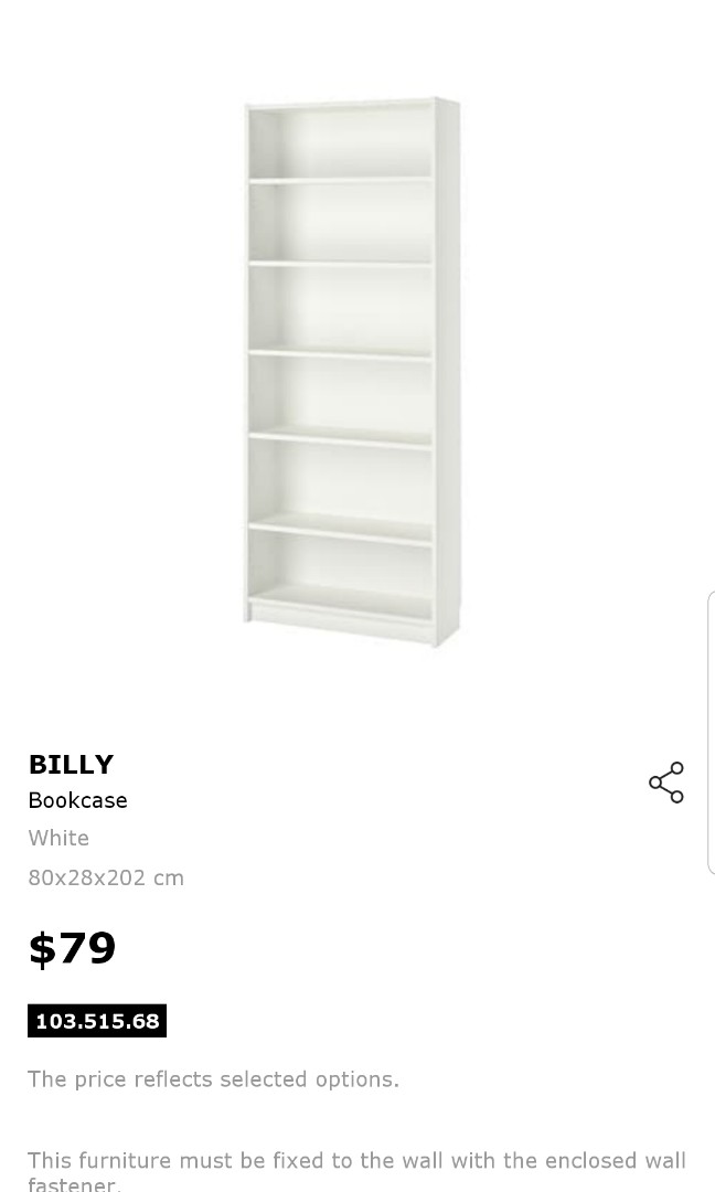 Full Height Billy Bookcase Furniture, Billy Bookcase Fixed Shelf Height