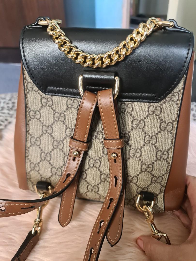 Gg supreme canvas 2025 & leather padlock backpack