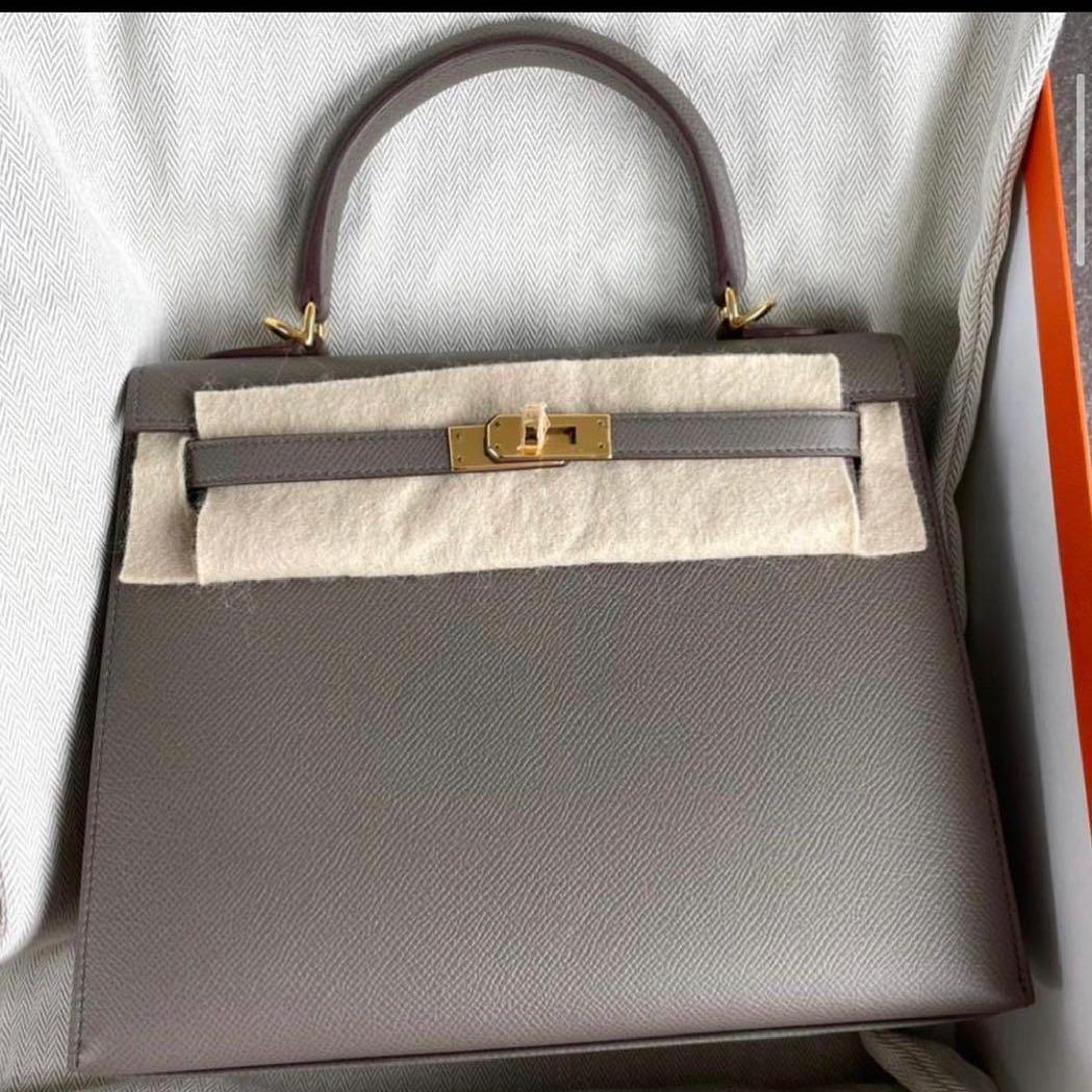 Hermes Kelly Sellier 25 🤩 Gris Etain Epsom in GHW, Luxury, Bags