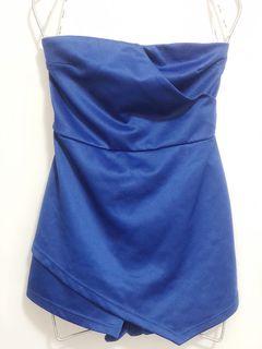 HQ Royal blue neoprene-like tube romper