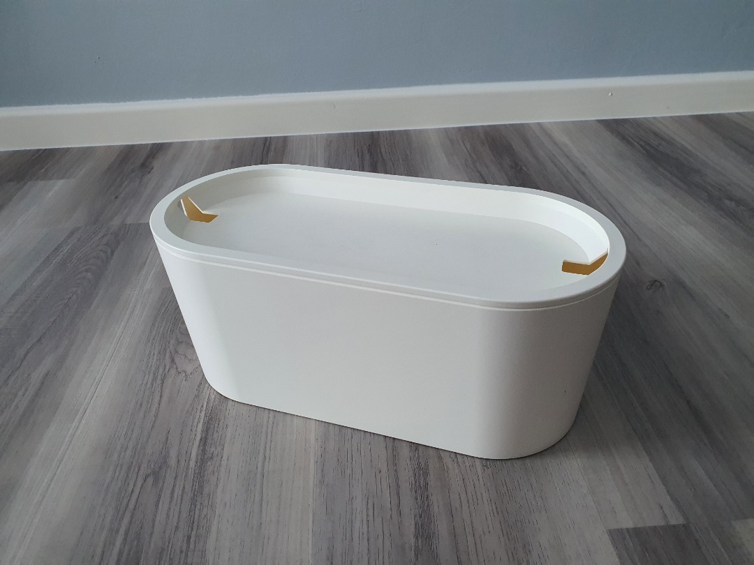 Ikea ROMMA Cable management box with lid, white, Furniture & Home