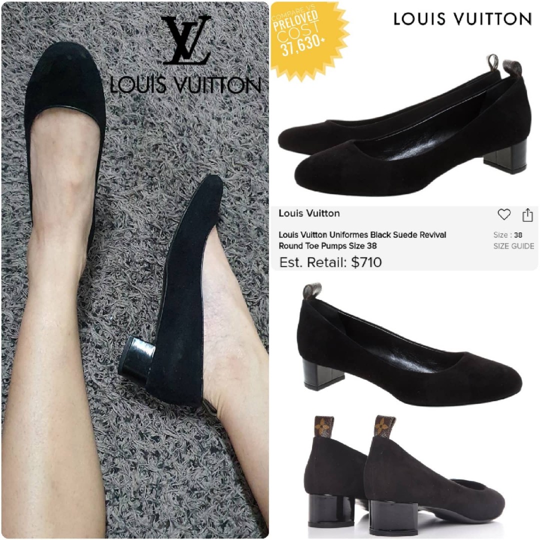 Louis Vuitton Uniformes Black Suede Revival Round Toe Pumps Size 38 Louis  Vuitton