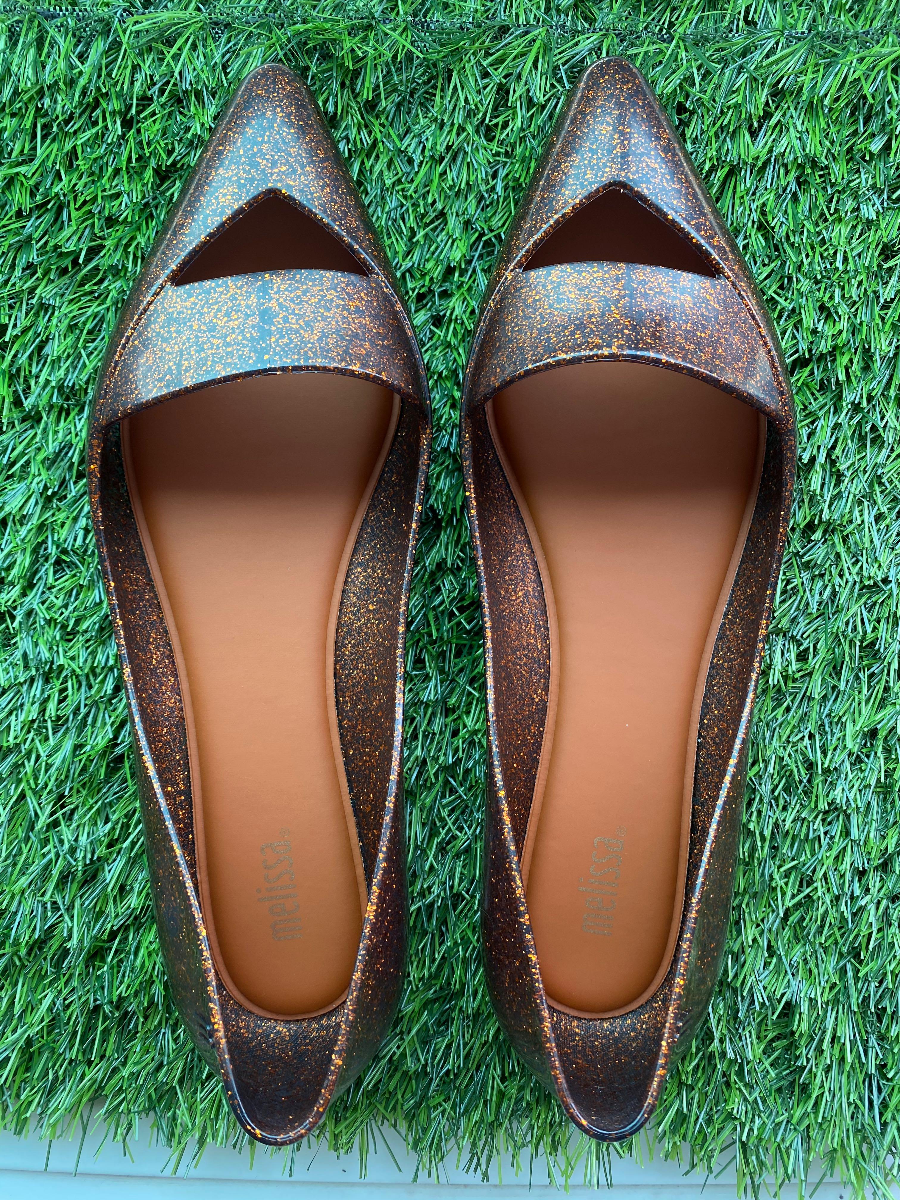 Melissa Maisie Glitter Gold Flats US7 EUR38