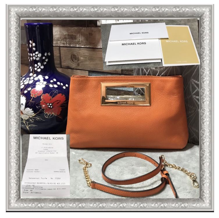 Michael kors orange clutch discount