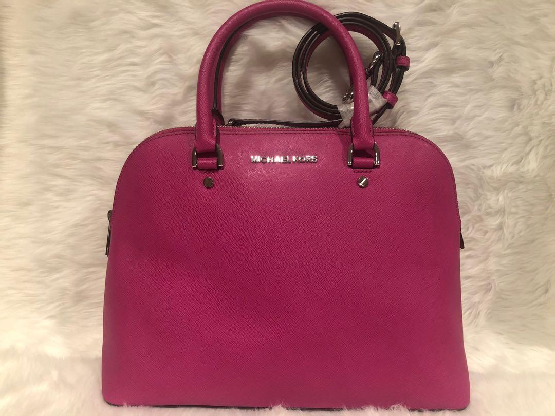 Michael Kors Cindy Large Dome Satchel in Fuschia, Women's Fashion, Bags &  Wallets, Cross-body Bags on Carousell