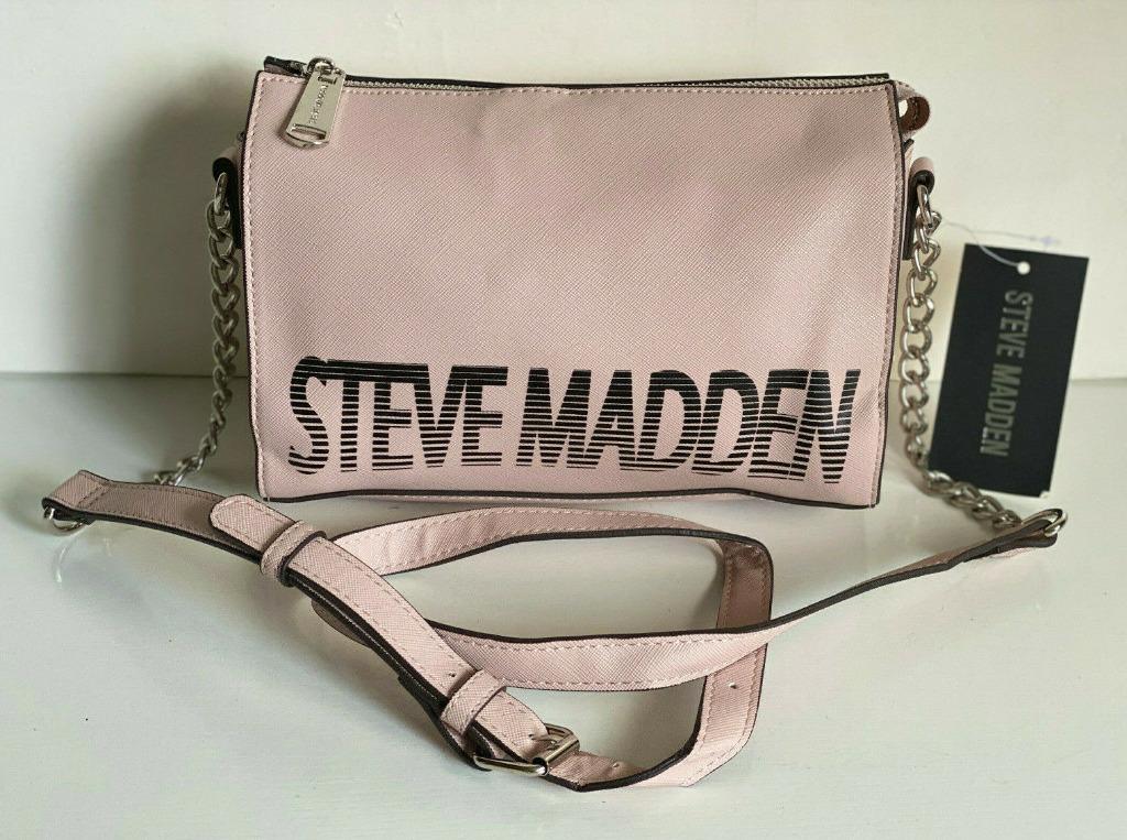 NEW STEVE MADDEN BLEXI LOGO BLUSH PINK CROSSBODY SLING BAG PURSE