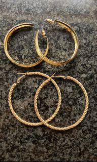 NEW x2 sets of gold earrings