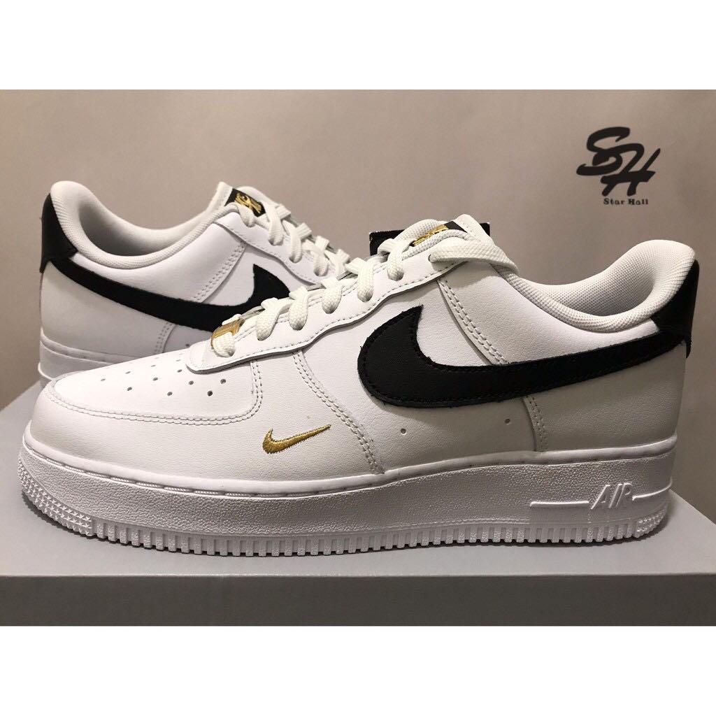 NIKE AIR FORCE 1 '07 ESS 白黑金小金勾CZ0270-102, 他的時尚, 鞋