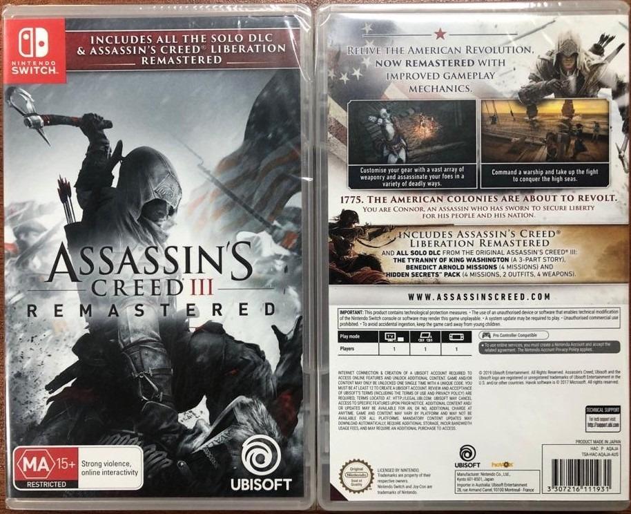 Nintendo Switch Assassin s Creed III Remastered