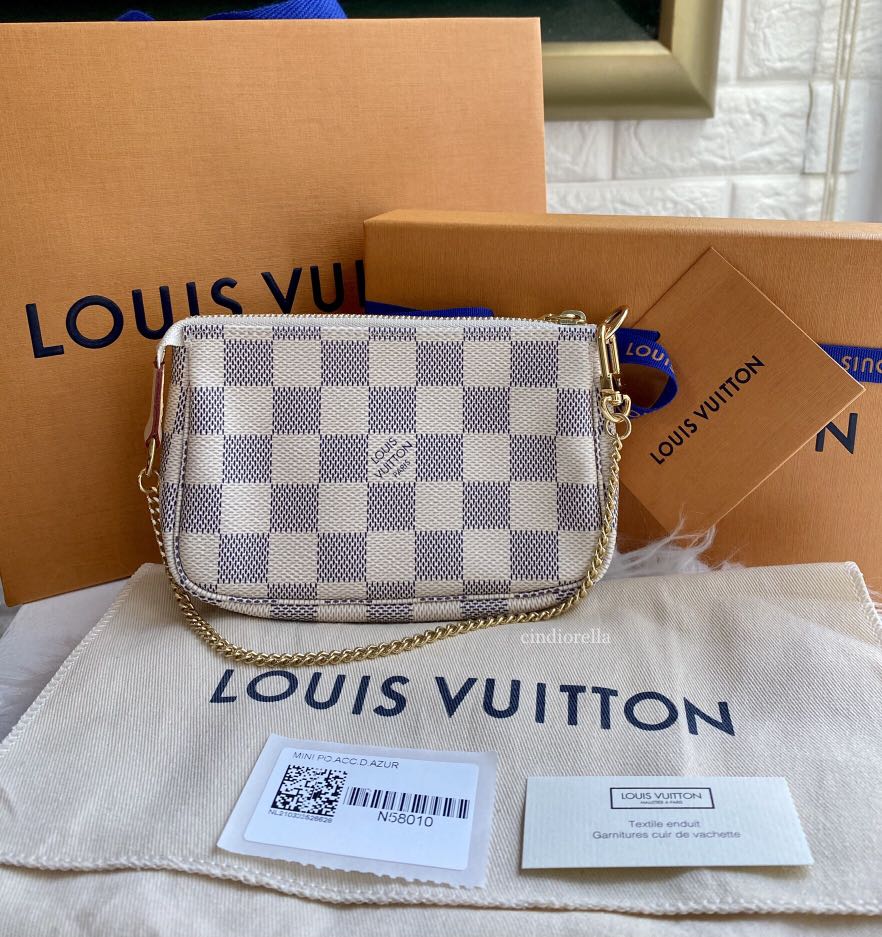 Authentic Louis Vuitton Mini Pochette Accessoires Damier Azur 