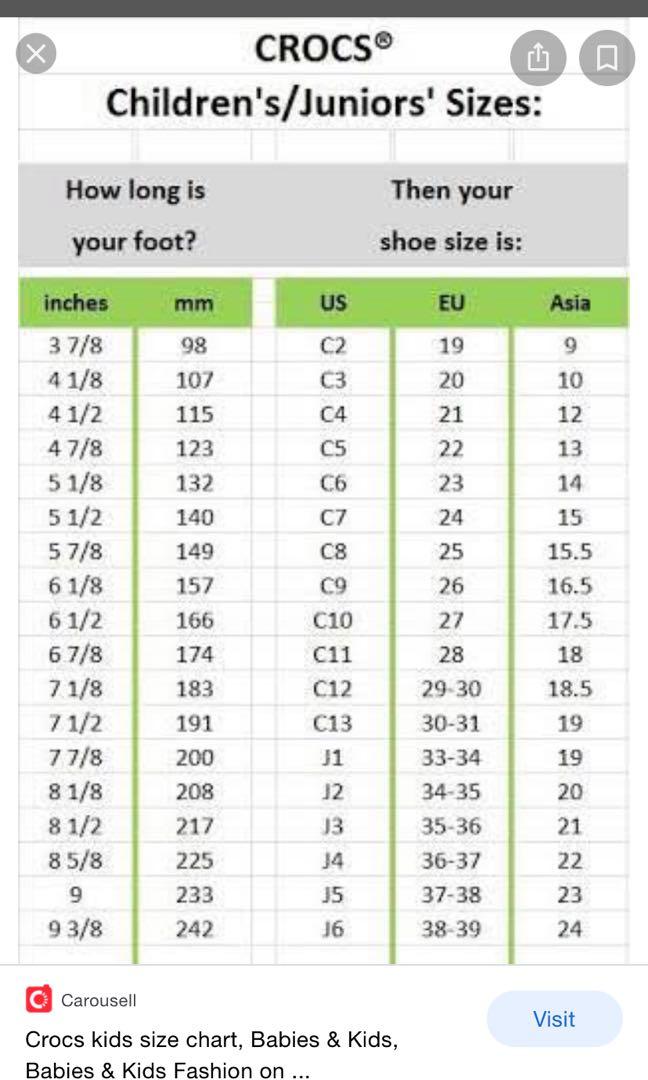 Crocs sizing compared to nike online
