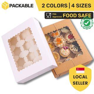 [Ready Stock] Cupcake Box / Cake Box / Muffin Box / Food Packaging - 4 Sizes - White & Kraft