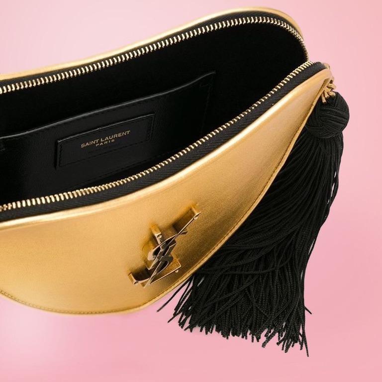 SAINT LAURENT GOLD METALLIC HEART CROSSBODY, Luxury, Bags & Wallets on