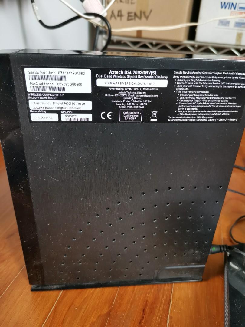 SingTel Aztech Router gateway & ZTE optical network terminal
