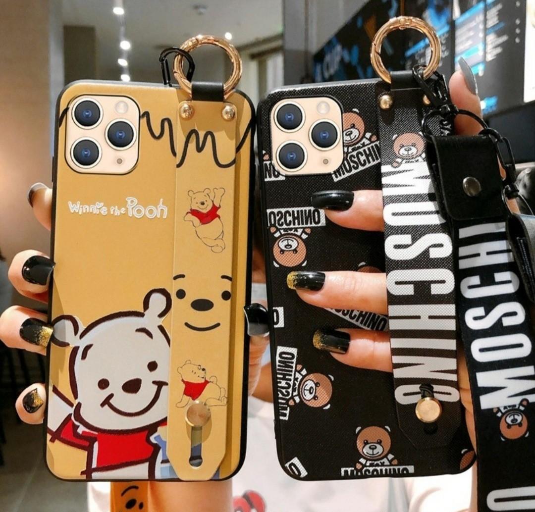 Winnie Pooh Moschino Bear Lanyard Wrist Strap Phone Case Iphone 6s 7 8 Plus Se