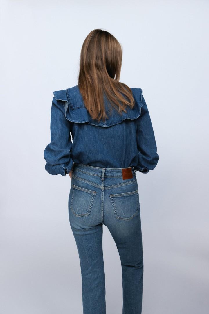 Zara Ruffle Denim Shirt