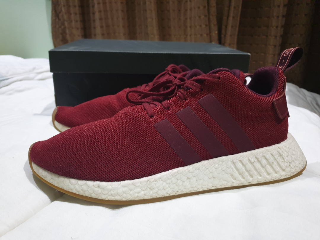 NMD Men's Running Shoes Burgundy/Maroon Chalk CQ2404 size 10.5, Fashion, Footwear, Sneakers Carousell