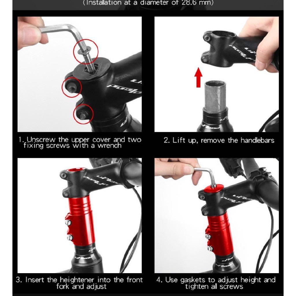 Bicycle steerer tube extender Aluminium black, Sports Equipment