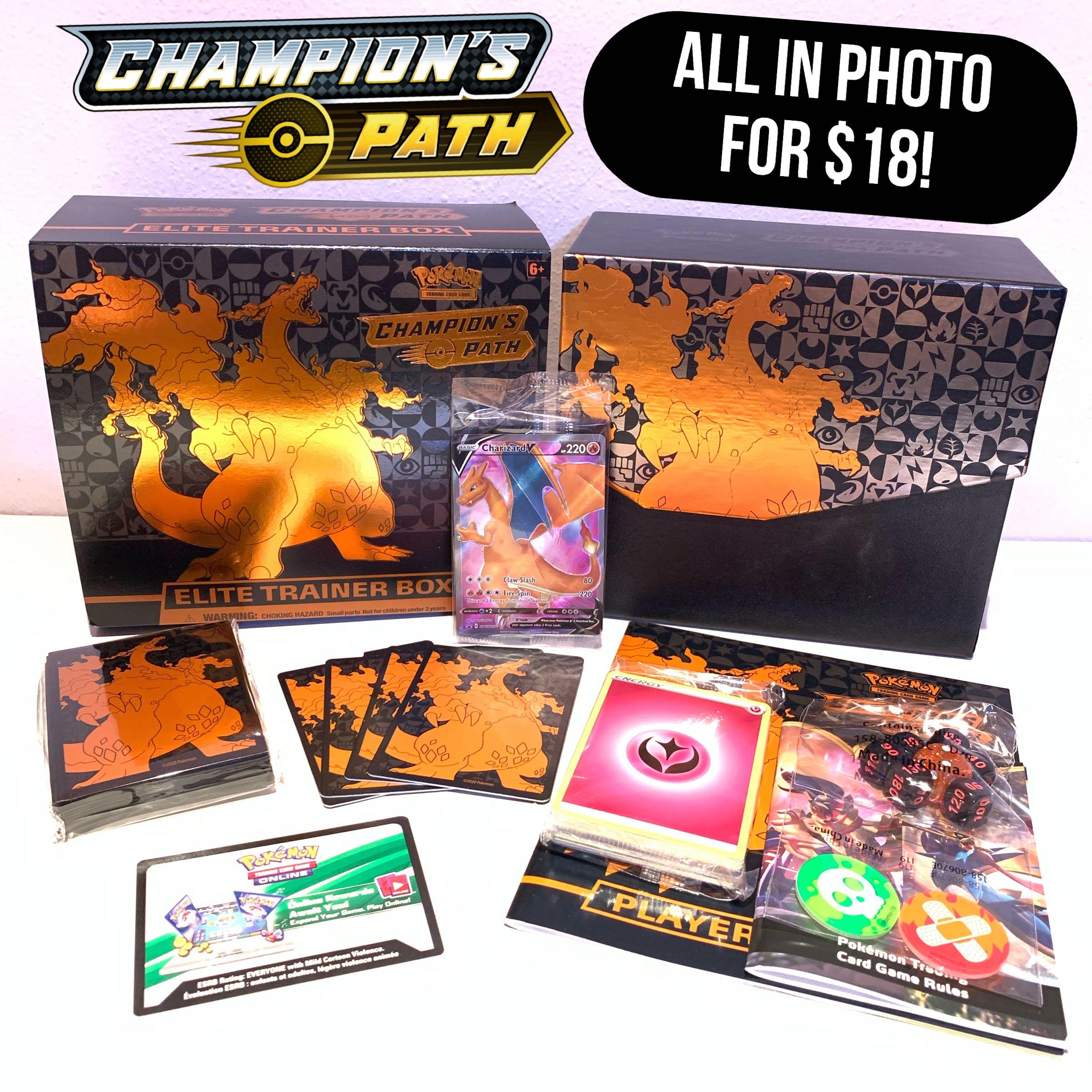 Champion Path Etb No Booster Packs Pokemon Tcg Holo Cards Charizard Pikachu Elite Trainer Box Booster