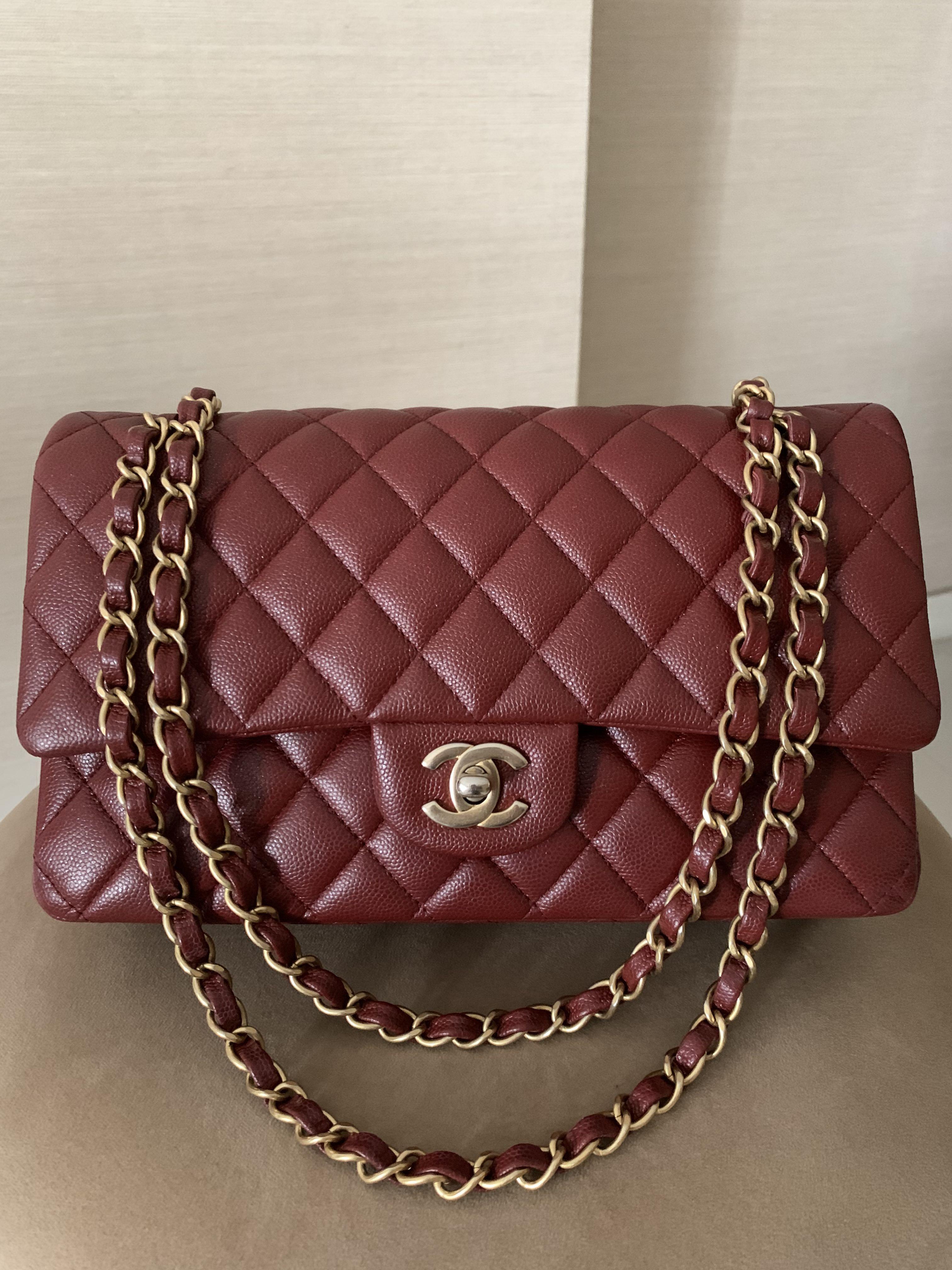 Mini flap bag Lambskin  goldtone metal burgundy  Fashion  CHANEL