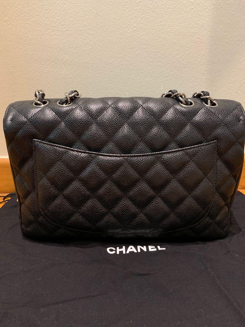 CHANEL Bag  Black Caviar Jumbo Classic Single Flap SHW – My Haute