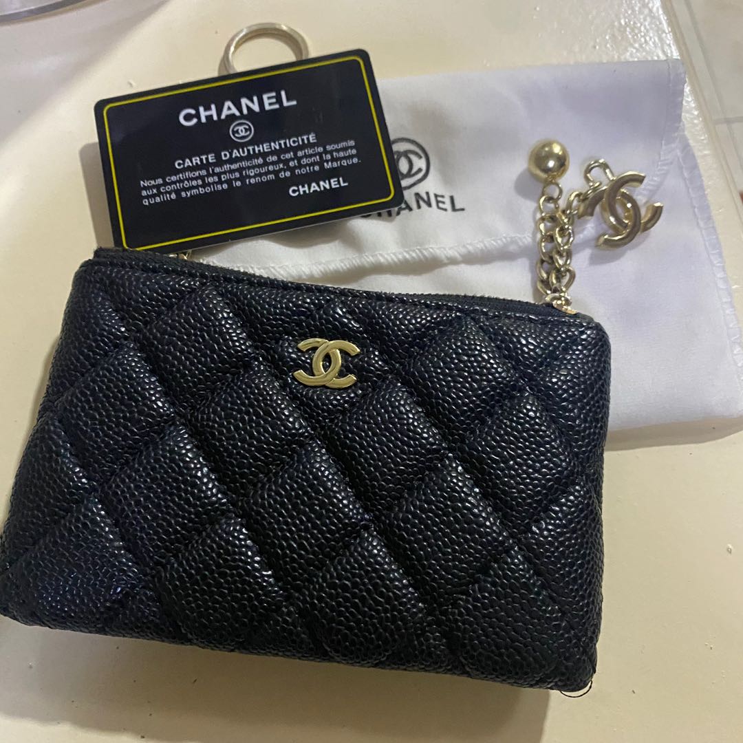 Chanel Boy Zip Around Caviar Coin Purse Wallet  Women