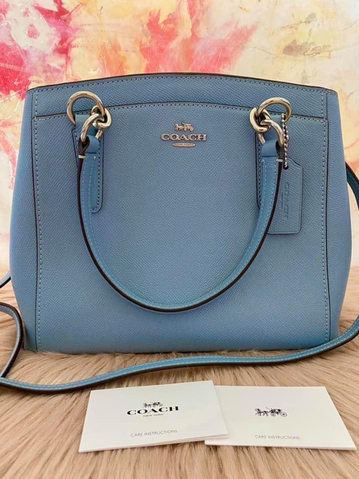 COACH Sierra Domed Satchel Handbag POWDER BLUE Leather Large EUC! F37218  $395 | eBay