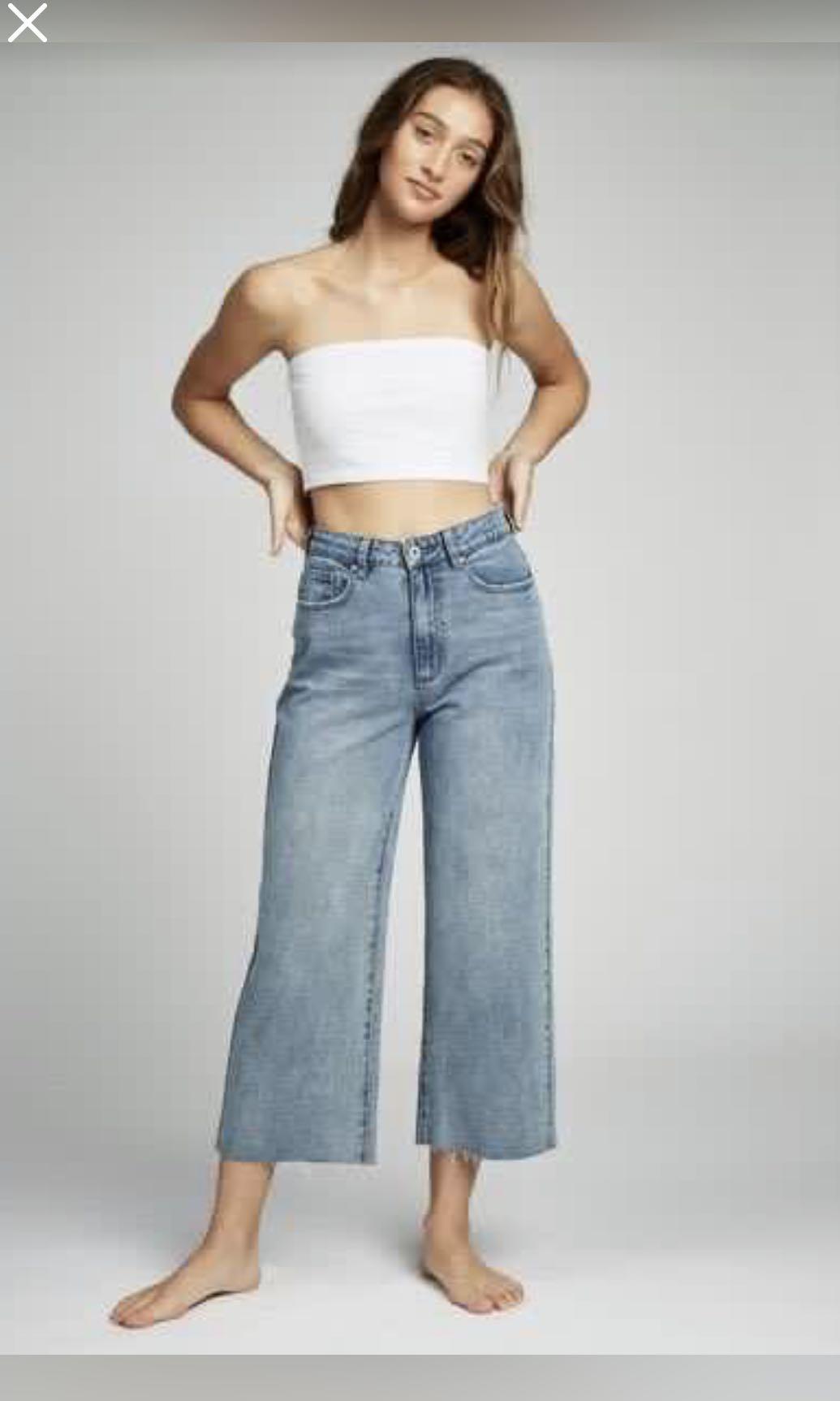 Cotton on mid rise wide crop jean on sale