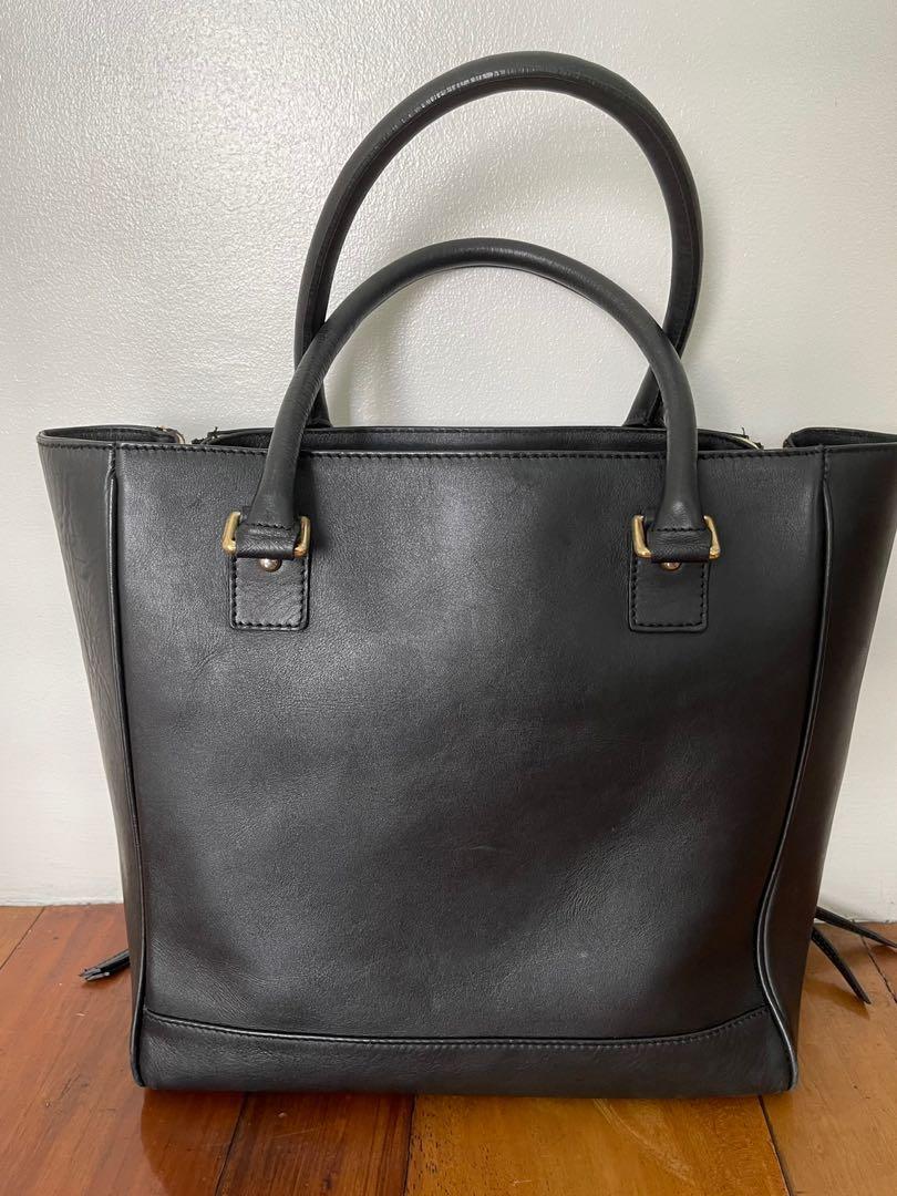 Black Genuine Leather Tote Bag - CPS Chaps, Women's Fashion, Bags ...