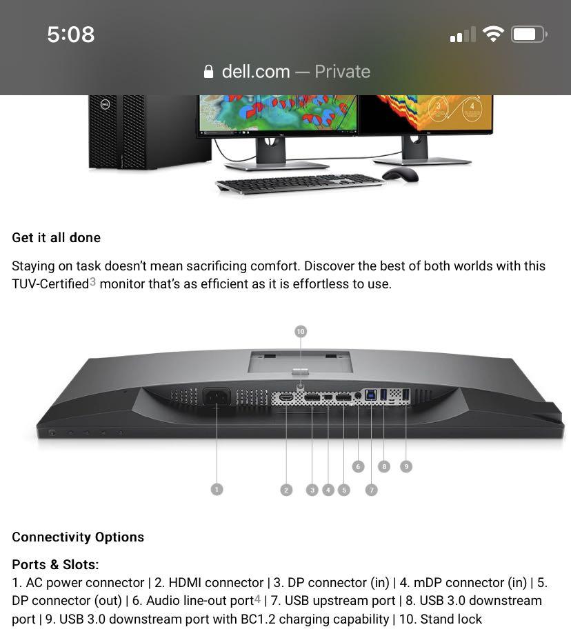 DELL 24 inch monitors (U2518D : model number), Computers & Tech, Parts ...