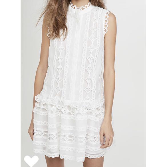 White Scalloped Lace Mini Dress Endless Rose Women S Fashion Dresses Sets Dresses On Carousell