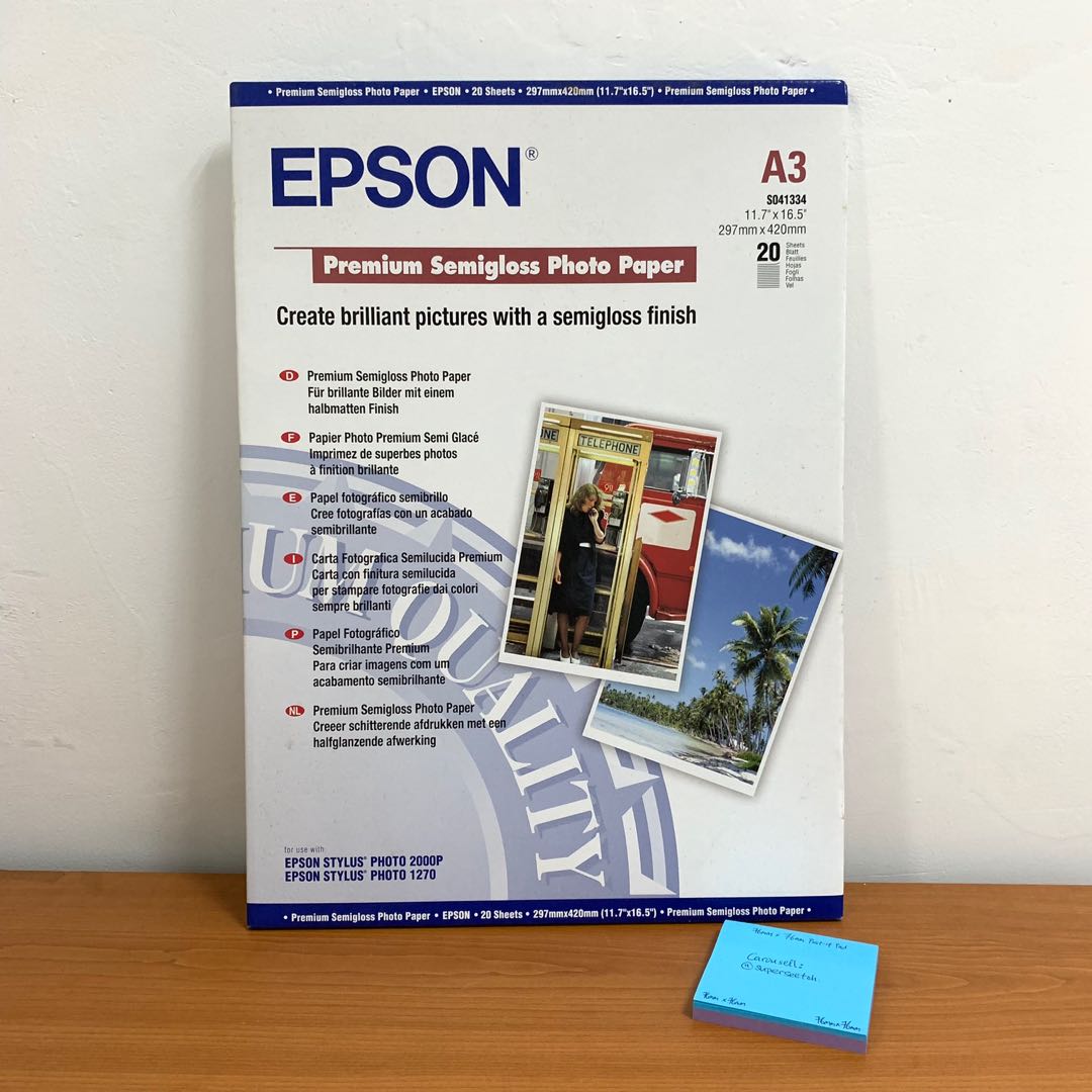 EPSON Premium Semigloss Photo Paper A3, Hobbies & Toys, Stationery