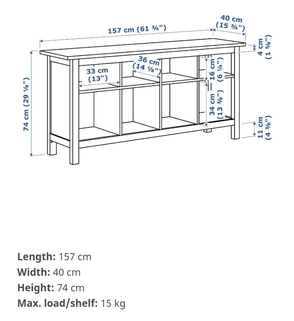 IKEA Hemnes TV console bench in dark brown, Furniture & Home Living