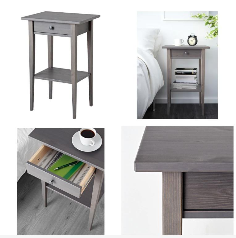 IKEA Hemnes bedside table grey solid wood wooden coffee table side