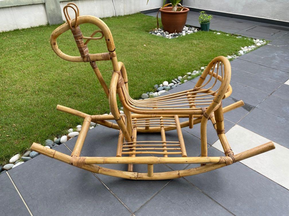 Kids Rocking Horse Rattan Toy Children Rotan Kuda Goyang Mainan Kanak Kanak Babies Kids Toys Walkers On Carousell