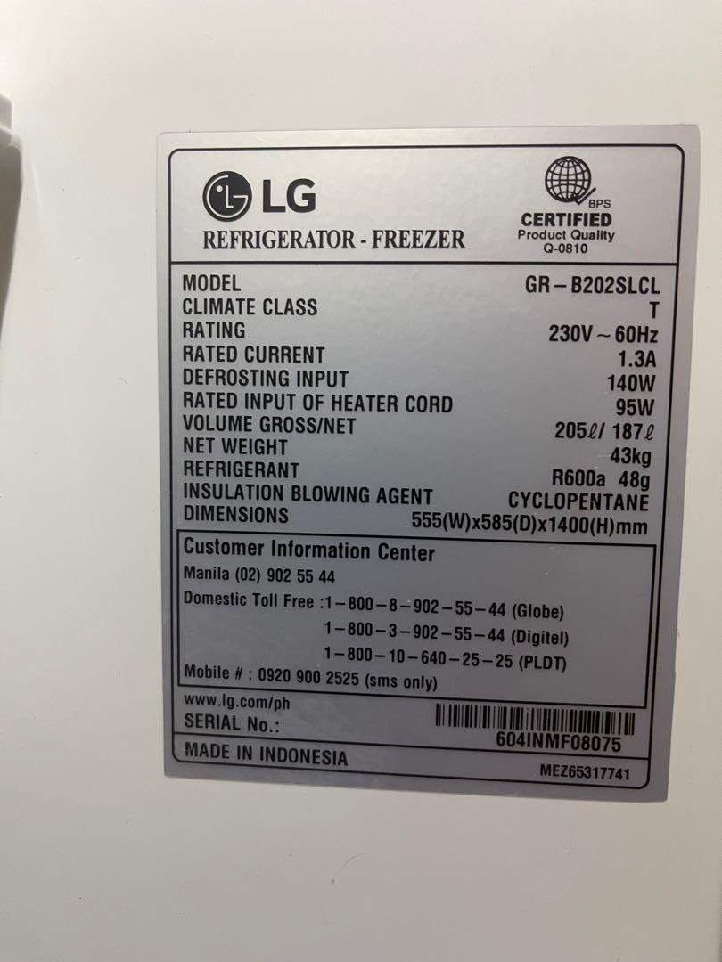 LG Smart Inverter Refrigerator (7.2 CF), TV & Home Appliances, Kitchen