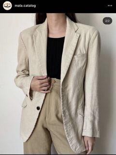 LINEN cream  structured blazer