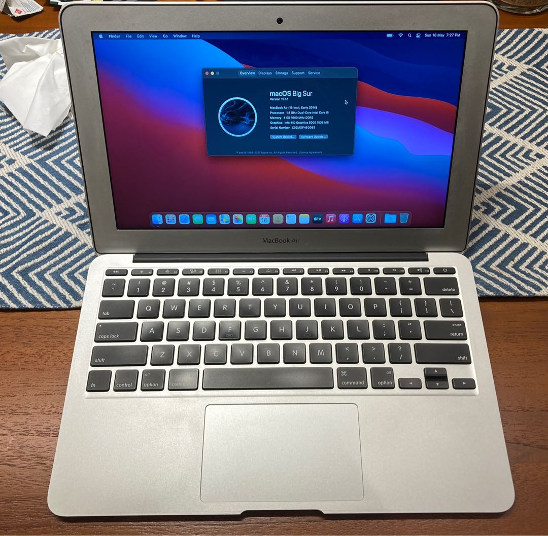 MacBook Air 11 inch 128GB 2014 macOS Big Sur, Computers