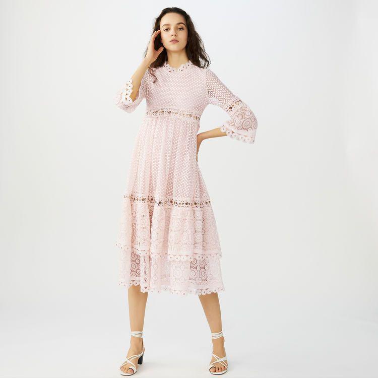Maje pink lace dress cheap