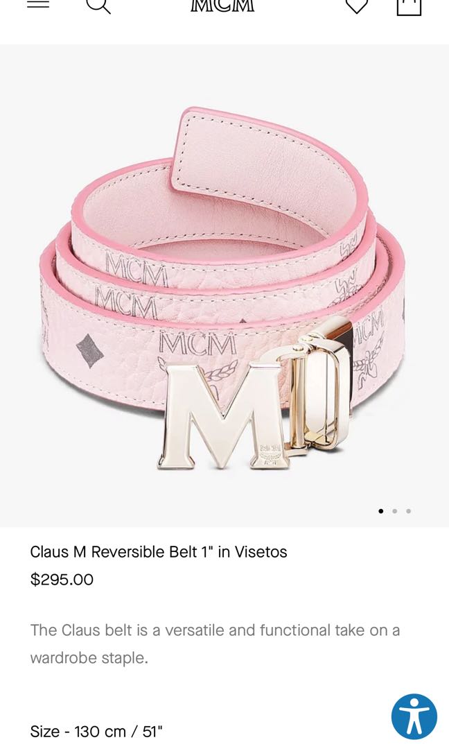 Shop MCM Claus M Reversible Belt in Black Logo Visetos