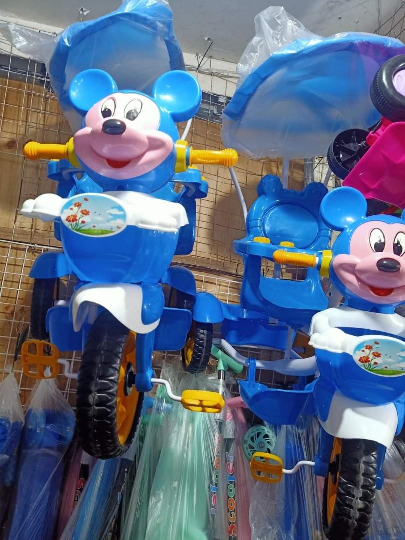 Mickey Mouse Stroller Bike (Category: Strollers) located in Marikina City. Submitted by fattzyroycemendoza (Listing ID 1087958363, Image 2). Description: Available.. Mickey mouse stroller bike 2,500 Only with umbrella & sounds rubber tire Pm Interested.