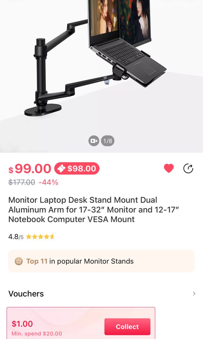 Monitor Arm from Lazada, Computers & Tech, Parts & Accessories, Monitor