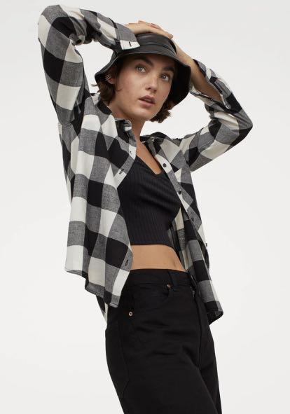 Monki gingham shirt clearance