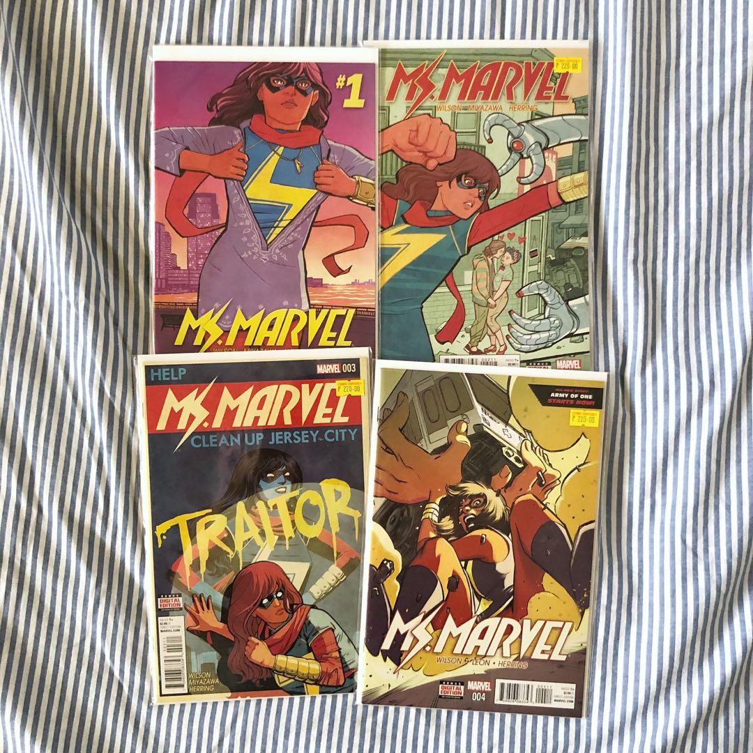 Ms Marvel Comics Set #1-4 (Category: Comics & Manga) located in Paranaque City. Submitted by rainbrain (Listing ID 1087960168, Image 1). Description: ⚠️PLEASE READ EVERYTHING⚠️ Marvel Comics Set includes: Ms Marvel (2015) - #1-4. Condition is VF/NM. 🏷 Prices not inclusive of shipping, delivery fee depends on your selected mode of shipping 🙅🏻‍♂️ No meet-ups. Stay safe! 📦 Delivery via GrabExpress, Lalamove or Mr Speedy shouldered by the buyer �