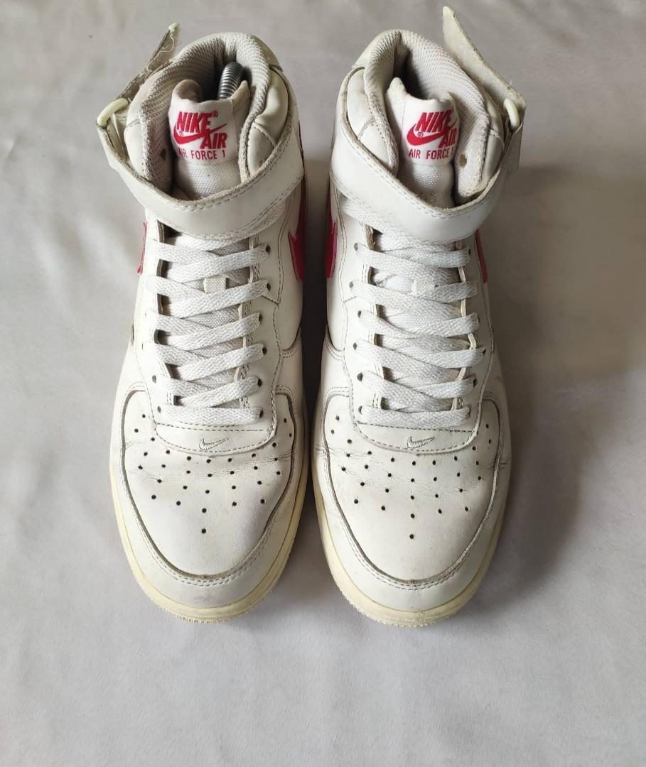 nike air force 1 mid sail university red