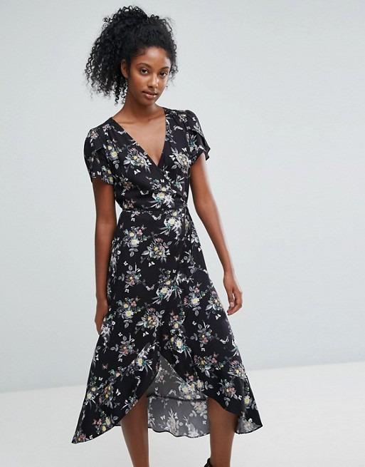 Oasis Wrap Front Floral Midi Dress, Women's Fashion, Dresses u0026 Sets, Dresses  on Carousell